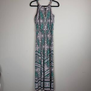 White House Black Market Womens XXS Halter Maxi Dress Colorful Cruise Wear NWT
